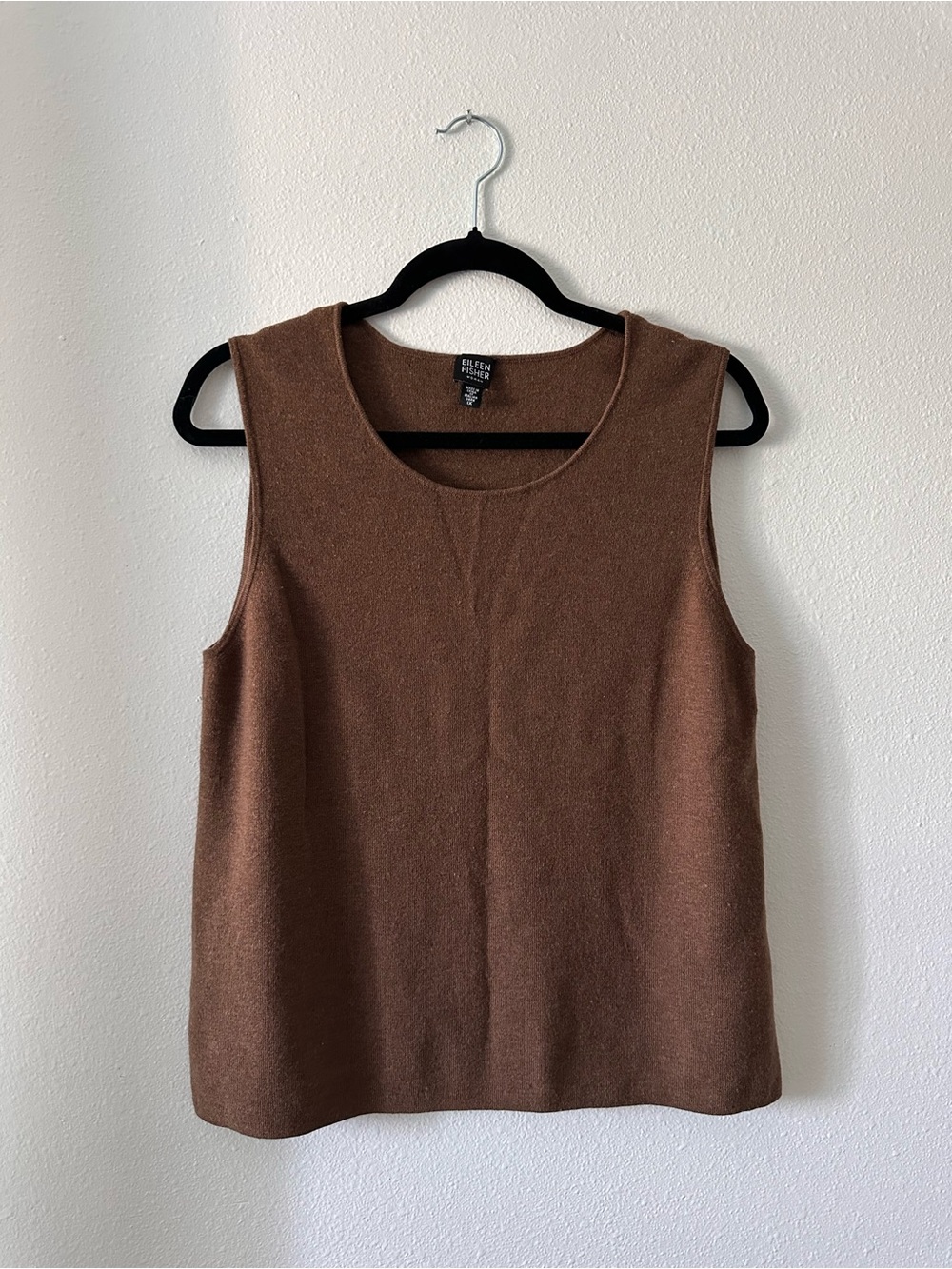 Eileen Fisher Brown Sleeveless Wool Shell Top